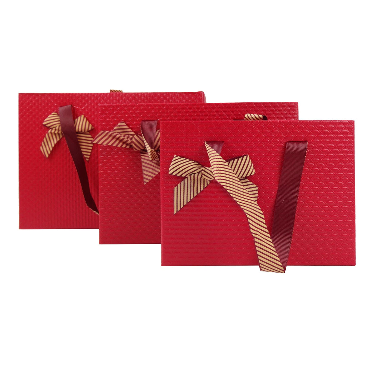 Luxury Red Textured Drawer Gift Boxes - Set of 3