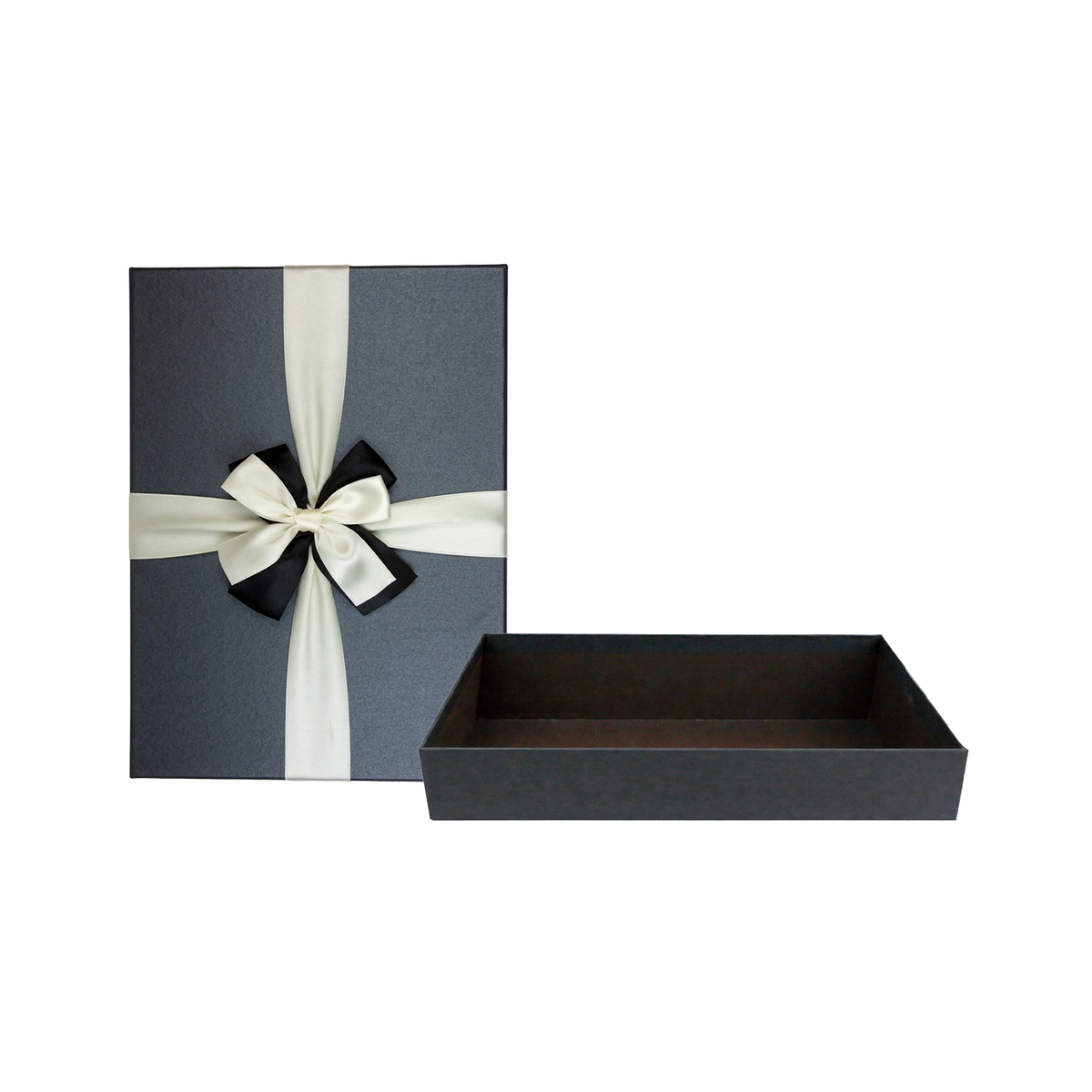 Luxury Rigid Black Gift Box with Bow Ribbon - Single