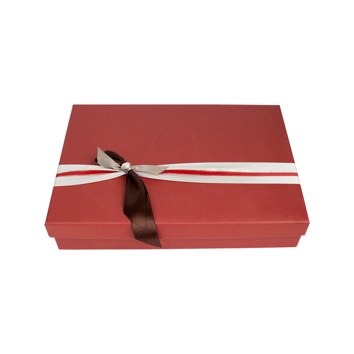 Elegant textured red gift box with lid