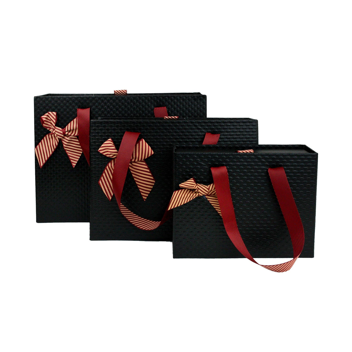 Luxury Black Textured Drawer Gift Boxes - Set of 3