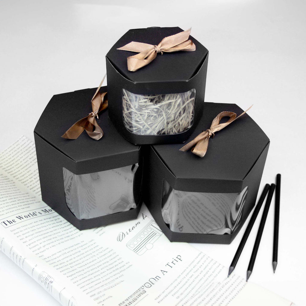 Black Hexagon Kraft Gift Boxes Pack of 12 (Sizes Available) – Trade ...