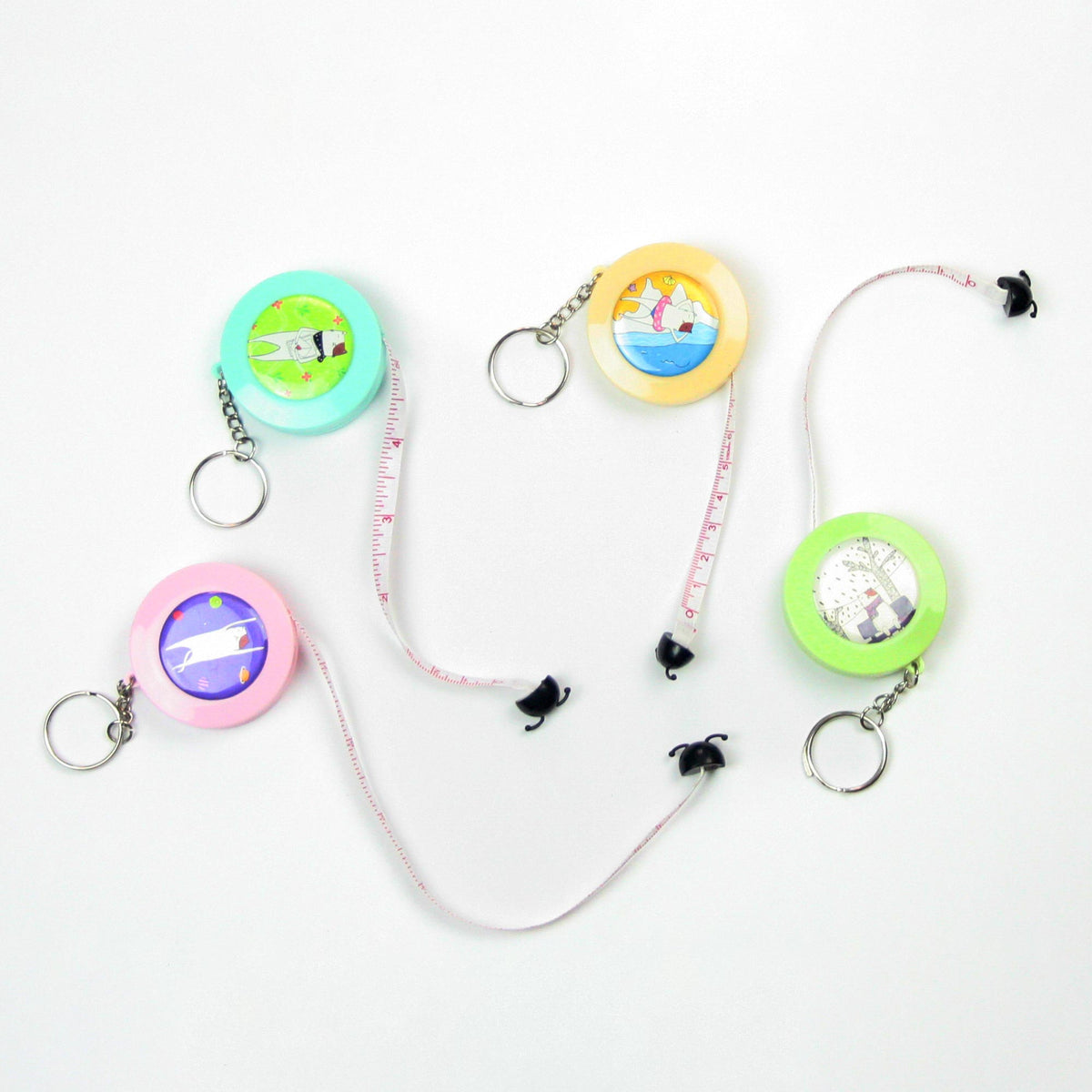 Cute Keychain Tape Measure Set - Portable and Fun Measuring Tool (Set of 4)