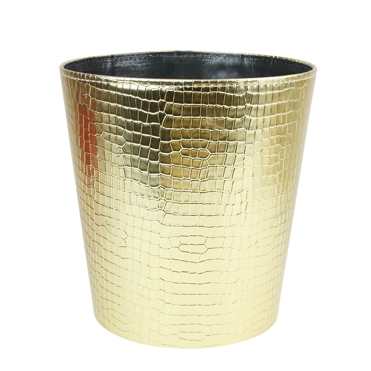 Gold Faux Leather Croc Texture Dustbin