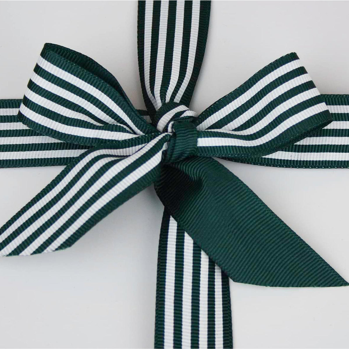 Green White Stripes Textured Fabric Grosgrain Ribbon Roll