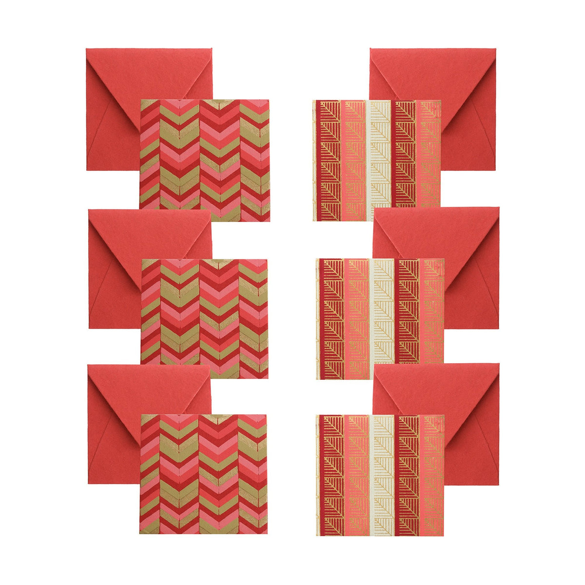 Envelopes with Notecard Pack of 6 - Red Gold