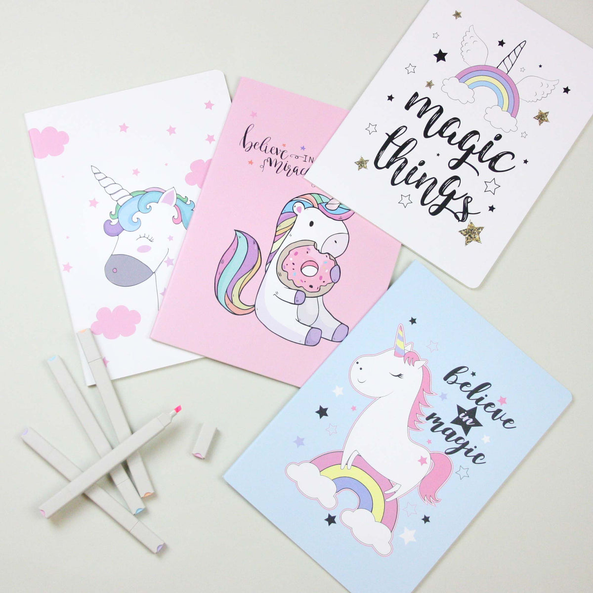 B5 Unicorns Softcover Notebook - Set of 4