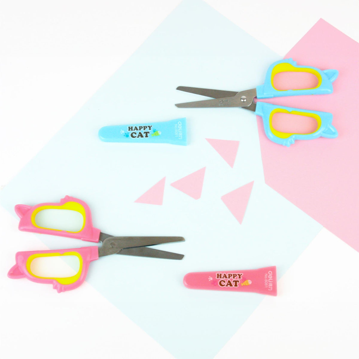 Happy Cat Hand Held Scissors - Pink and Blue