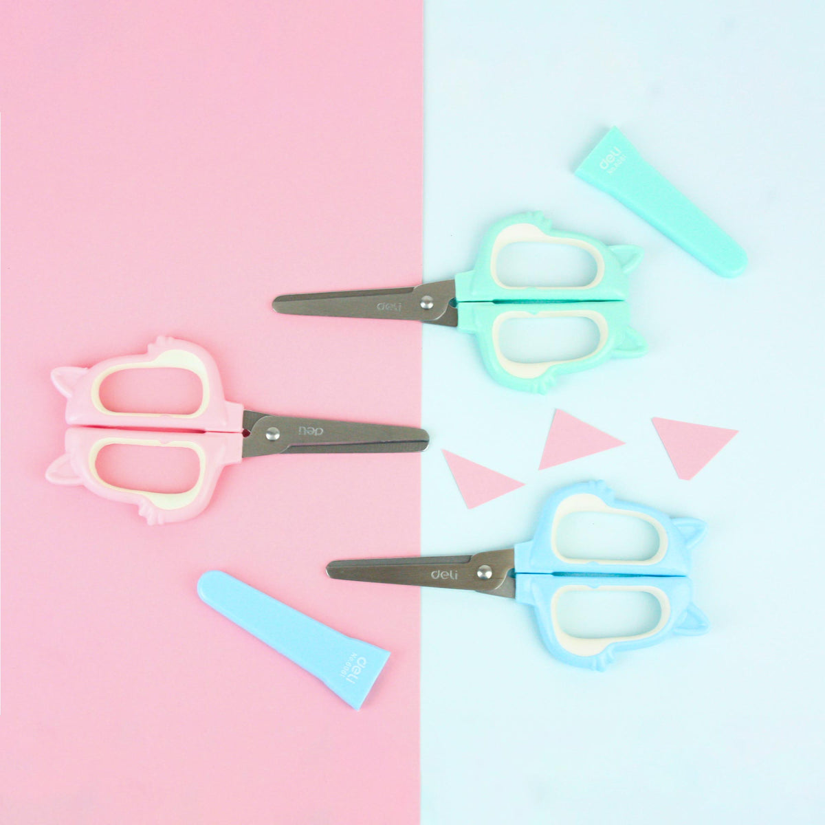 Happy Cat Hand Held Scissors - Pink, Blue, and Green