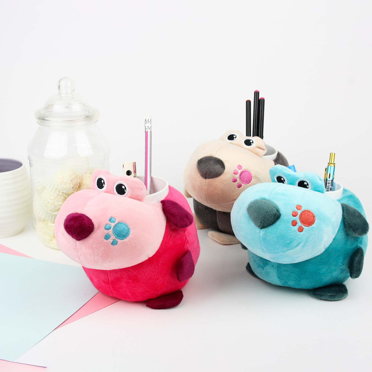 Adorable Puppy Plush Pen Holder - Soft & Cuddly Desk Accessory for Kids