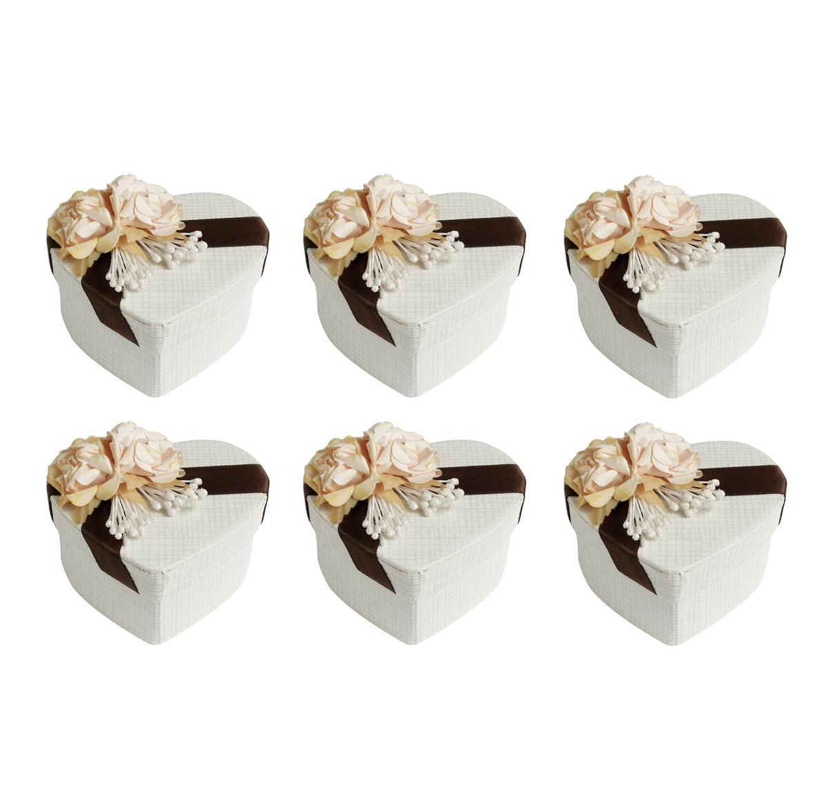 Luxury Heart Shaped Cream Box with Flower Decoration - Pack of 24